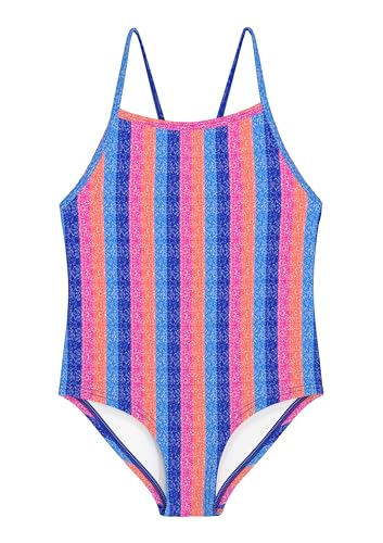 weVSwe Badeanzug Kinder UV Schutz Ärmellose Rosa Blaue Kontrastfarbe Bademode Mädchen Einteiler Rash Guard Set Kleinkind 7/8 Jahre von weVSwe