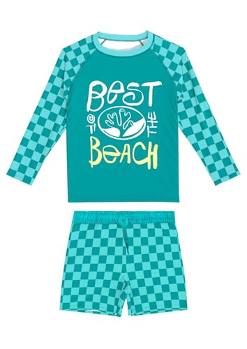 weVSwe Jungen Badeanzug Langarm Bademode Set UPF 50+ Zweiteiliger UV-Schutz Kinder Badeanzug Sonnenanzug Boardshorts 8 Jahre von weVSwe