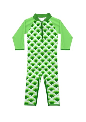 weVSwe Kleinkind Badeanzug Langarm UV Schutzkleidung Baby Junge Sonnenschutz Grün Badebekleidung mit Schritt-Reißverschluss 12-18 Monate von weVSwe