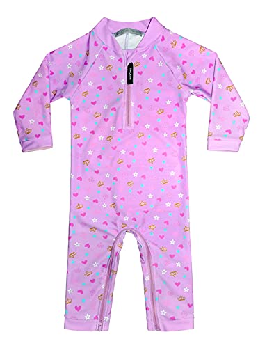 weVSwe Kleinkind Mädchen Badeanzüge UPF 50+ UV-Schutz Schritt-Reißverschluss für einfachen Windelwechsel Süße Lila Krone 18-24 Monate von weVSwe