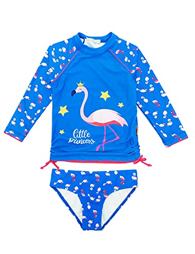 weVSwe Kleinkind Mädchen Rashguards Badeanzug Sonnenschutz zweiteilig Kleiner Prinz Langarm blau Flamingo 7/8 Jahre von weVSwe