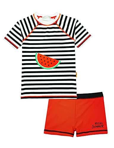 weVSwe Kleinkind Mädchen Zweiteiler Rash Guards Badeanzug Set Mädchen Kurzarm Sunsuit UPF 50+ Rot Watermelon 10 Jahre von weVSwe