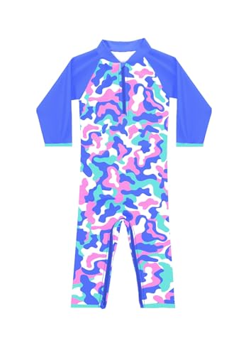weVSwe Lila Tarnfarbe Badeanzug Kleinkind Mädchen Langarm UV Schutz Sonnenanzug Einteiler Rash Guard Baby Kleidung 2 Jahre von weVSwe