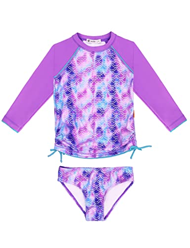 weVSwe Mädchen Langarm Rash Guard UPF 50+ Schutz Badeanzug Zweiteiler Bademode Lila Fischschuppen 7-8 Jahre weVSwe Mädchen Langarm Rash Guard UPF 50+ Schutz Badeanzug Zweiteiler Bademode Lila Fischschuppen 7-8 Jahre von weVSwe