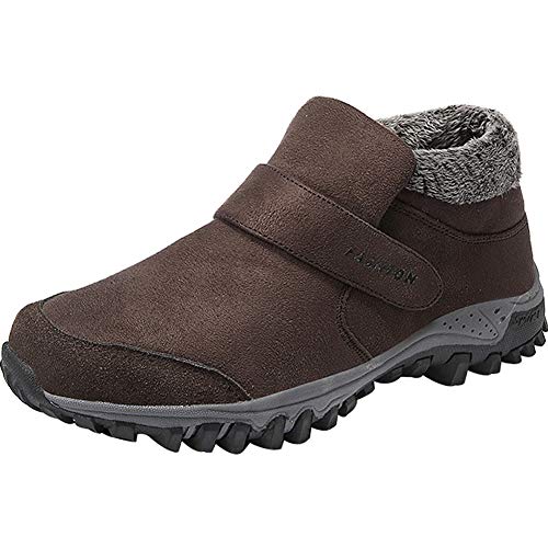 wealsex Herren Warme Winterstiefel Gefüttert Schneestiefel Klettverschluss Trekking Wanderschuhe Sneakers (Braun,EU 43.5) von wealsex