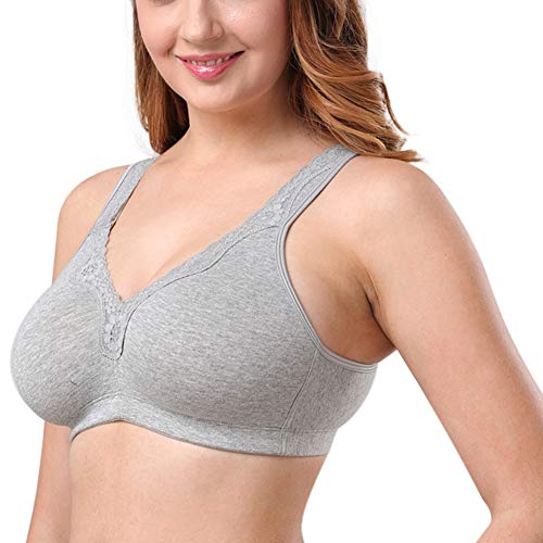 wealsex Komfort-Baumwoll-BH für Damen,Bügellos Täglicher Schlaf-BH Übergröße No Pads (Grau,115C) von wealsex