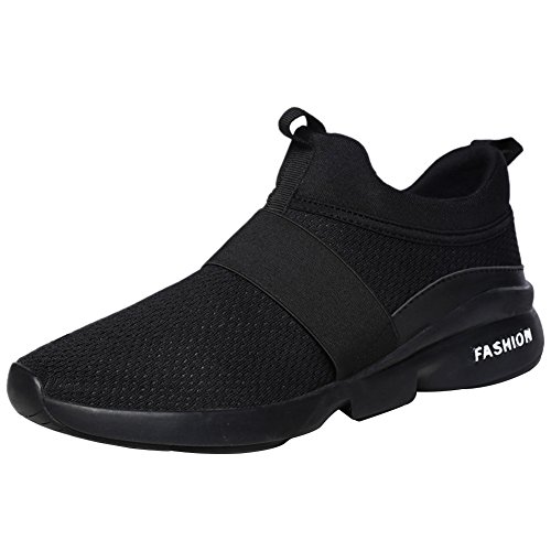 wealsex Slip On Trainers Herren Sneakers Sportschuhe Fitness Freizeit Atmungsaktiv Leichtgewichts Jogging Outdoor Walkingschuhe (Schwarz,43) von wealsex