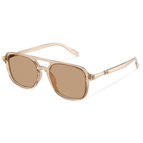 wearPro Sonnenbrille-Damen-polarisiert-Herren-Unisex-Trendy-Rechteckige-Sonnenbrillen-UV400-Retro-Klassisch-Ultraleicht-Vintage FüR Frauen-Geeignet-Beim Wandern-Camping Und Autofahren Kaffeefarben von wearPro