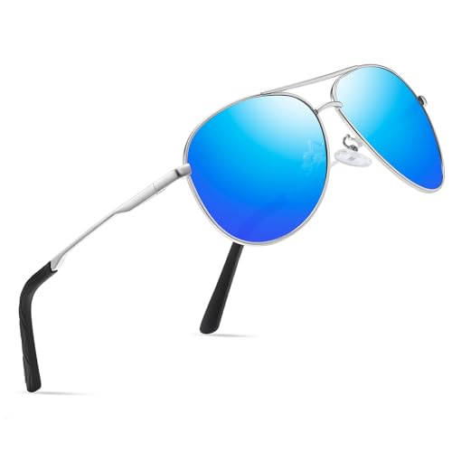 wearPro Sonnenbrille-Herren-Damen-Polarisiert Premium Metallrahmen Sonnenbrillen Unisex mit UV400 Schutz Vintage Schwarz Fahrerbrille-Eisblau wearPro Sonnenbrille-Herren-Damen-Polarisiert Premium Metallrahmen Sonnenbrillen Unisex mit UV400 Schutz Vintage Schwarz Fahrerbrille-Eisblau von wearPro