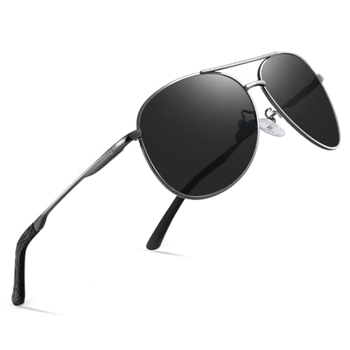 wearPro Sonnenbrille-Herren-Damen-Polarisiert Premium Metallrahmen Sonnenbrillen Unisex mit UV400 Schutz Vintage Schwarz Fahrerbrille-Graues wearPro Sonnenbrille-Herren-Damen-Polarisiert Premium Metallrahmen Sonnenbrillen Unisex mit UV400 Schutz Vintage Schwarz Fahrerbrille-Graues von wearPro