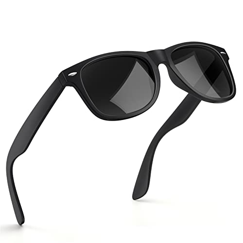 wearPro Sonnenbrille-Herren-Damen-Polarisiert-Rechteckig Unisex Retro Klassische Vintage Polarisierte Brille UV400 Schutz Classic Sunglasses Eckig für Fahren (1-schwarz Grau) von wearPro