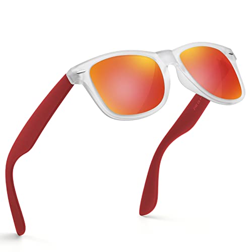 wearPro Sonnenbrille-Herren-Damen-Polarisiert-Rechteckig-Sonnenbrillen Unisex Retro Klassische Vintage Polarisierte Brille UV400 Schutz Classic Sunglasses Eckig für Fahren (Weißer Rotes Rot) von wearPro