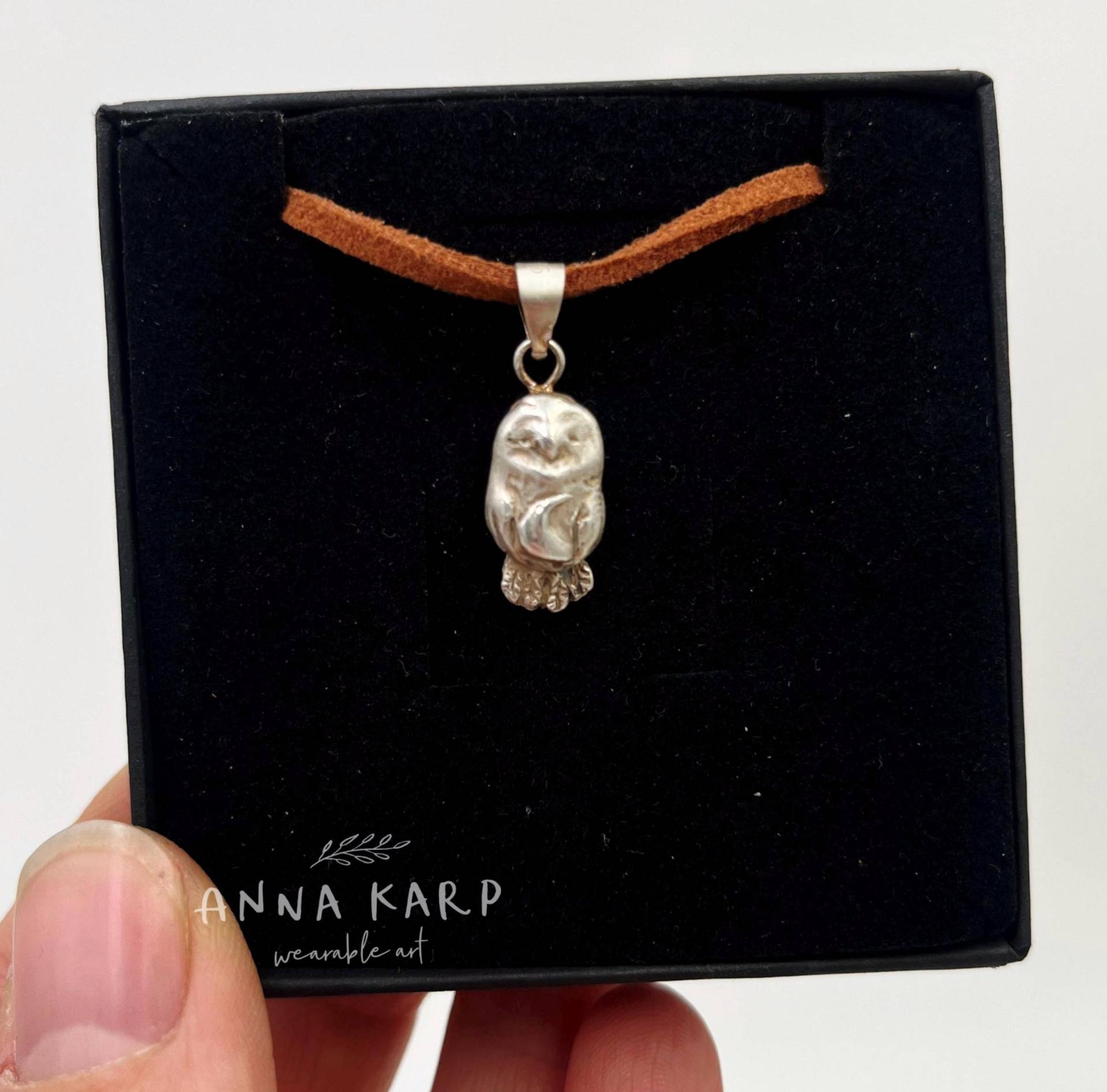 Exquisiter Massiver Silber Eulen Anhänger - Tragbare Kunst Für Naturliebhaber von wearableArtAK