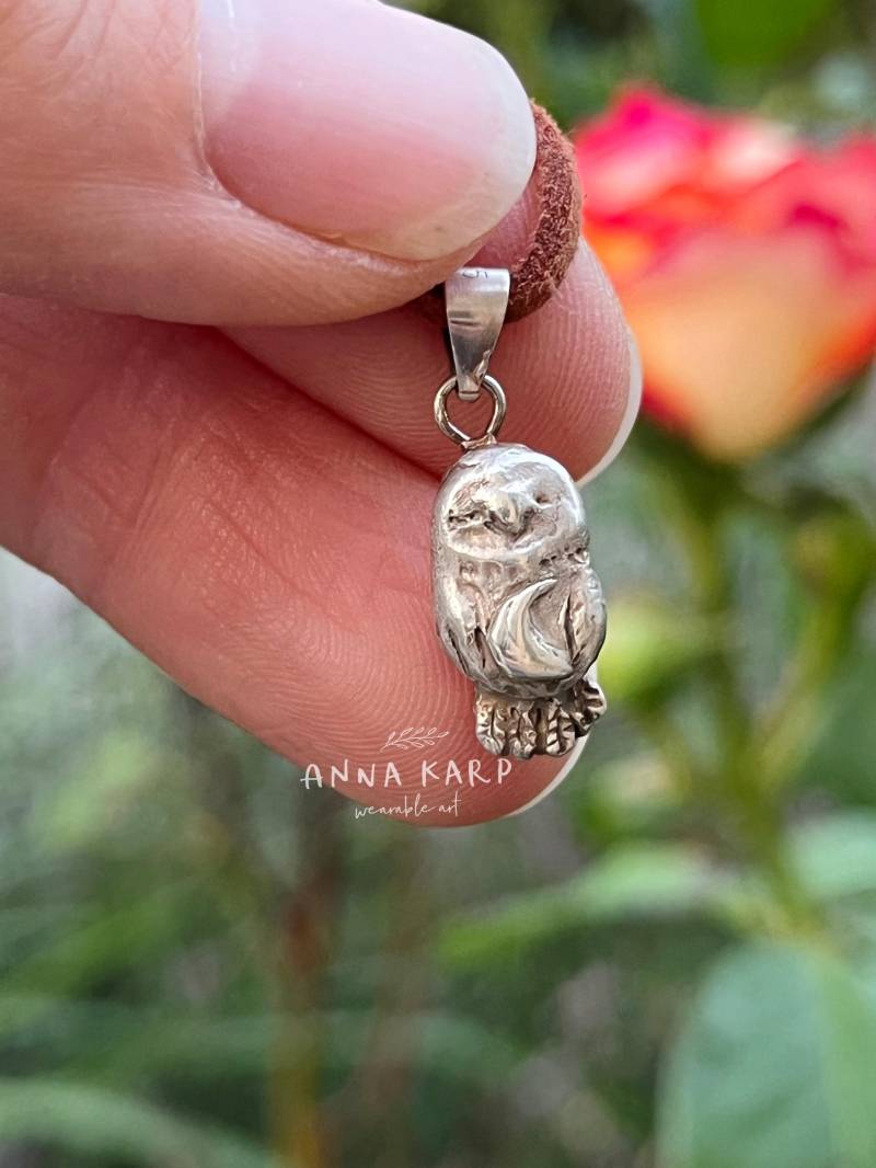 Exquisiter Massiver Silber Eulen Anhänger - Tragbare Kunst Für Naturliebhaber von wearableArtAK