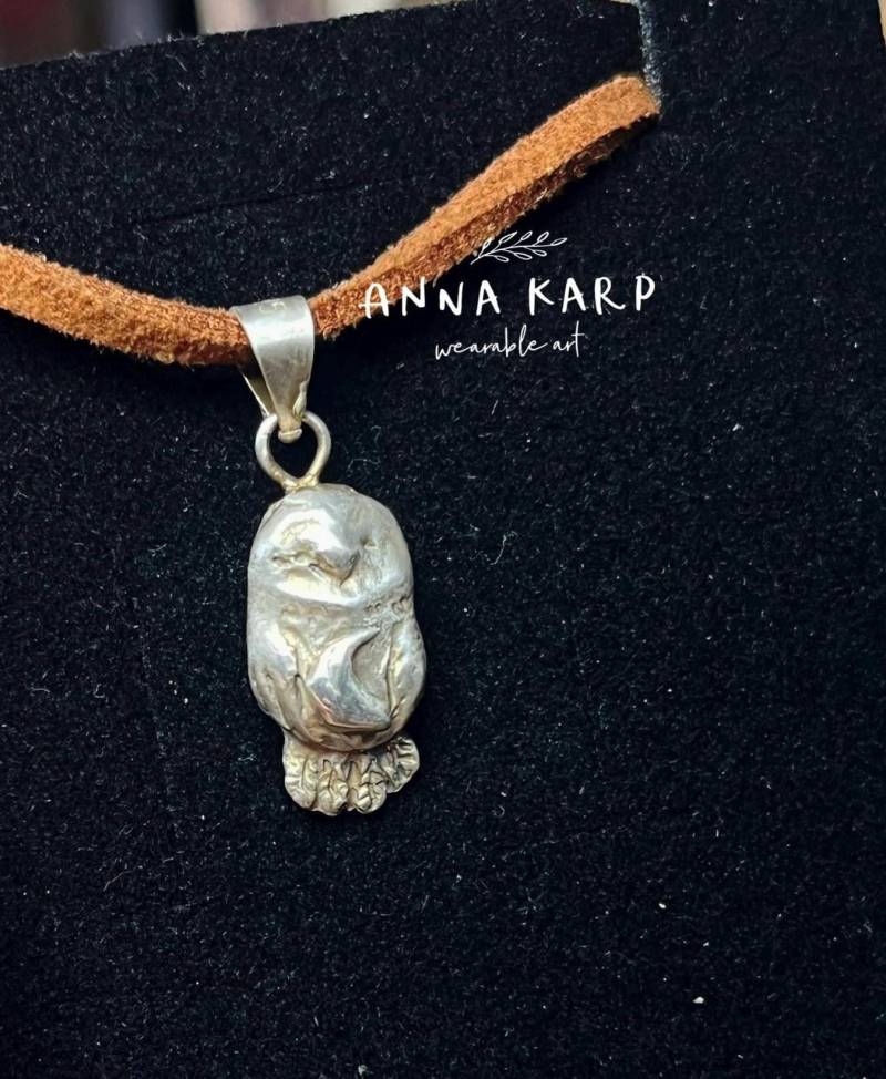 Exquisiter Massiver Silber Eulen Anhänger - Tragbare Kunst Für Naturliebhaber von wearableArtAK