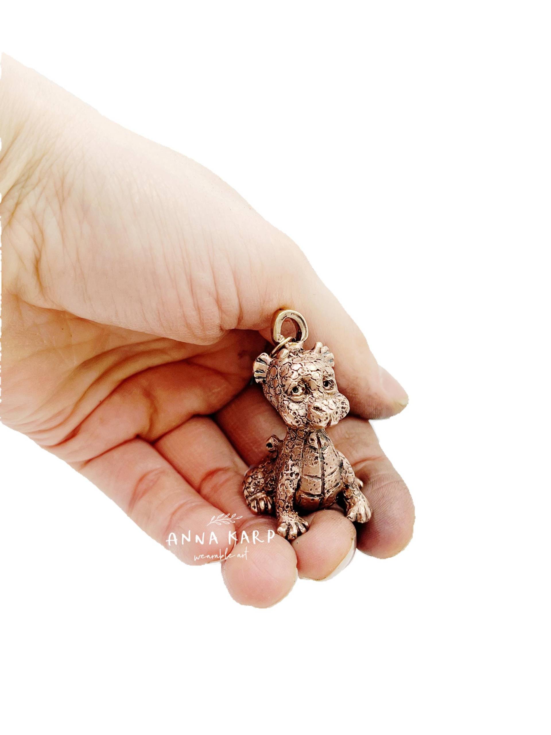 Massiver Bronze Drachen Anhänger, Schmuck, Skulptur, Tragbare Kunst, Geschenk Für Geliebte, Besonderes von wearableArtAK