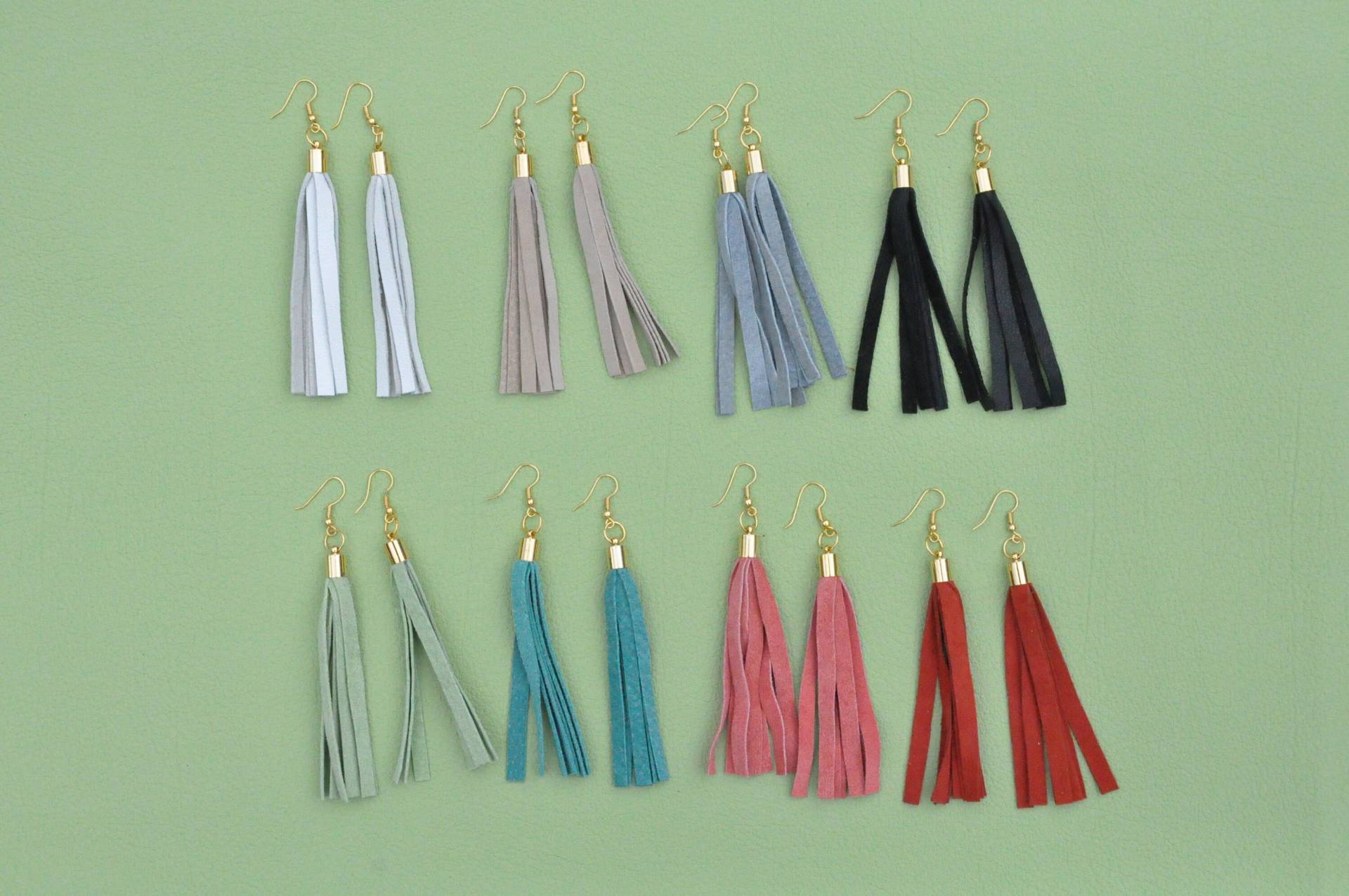 Quastenohrringe Aus Recyceltem Leder, Mit Ohrhaken Vergoldetem Messing Oder 925 Silber, Handgemachte Unikate, Statement Pieces von wearcircles