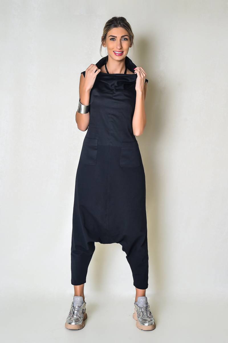 Frauen Jumpsuit Mit Drop-Crotch, Zwei Arten Von Weicher Baumwolle, Tailliertes Top Und 4 Taschen von wearekvs