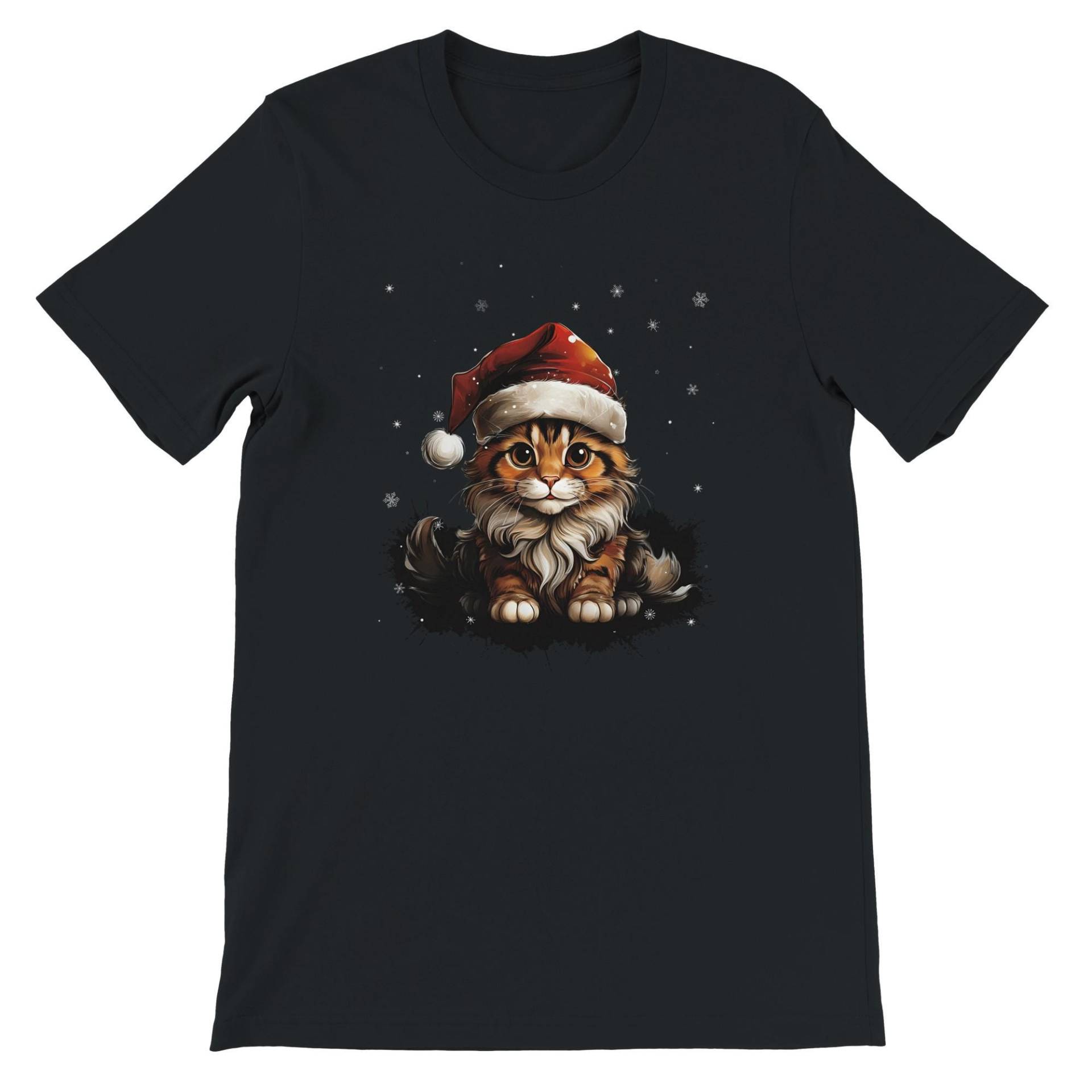 Weihnachtsshirt Mit Katze - Süße Xmas Cat Weihnachtsmütze Lustiges Weihnachtsmotiv von wearlinear
