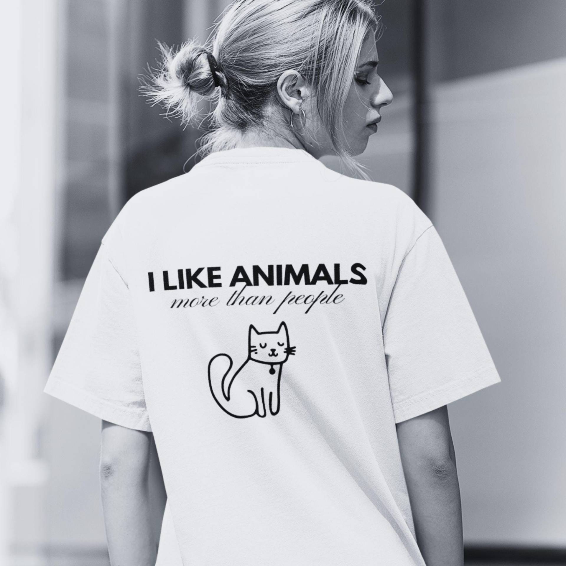 T-Shirt Tierliebe | T Shirt Spruch "I Like Animals More Than People" Print Vegan Tiere von wearyourprintciple