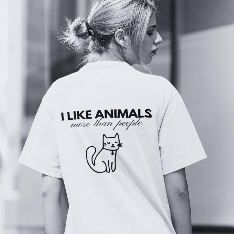T-Shirt Tierliebe | T Shirt Spruch "I Like Animals More Than People" Print Vegan Tiere von wearyourprintciple