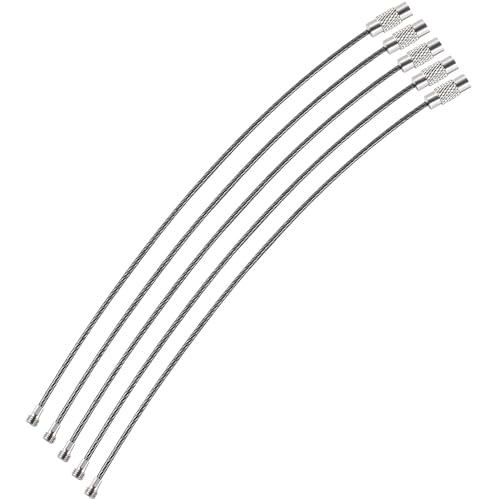 webbomb® 5x Schlüsselringe aus Drahtseil 1,5x 150mm Edelstahl Gepäckanhänger mit PVC Ummantelung & Drehverschluss multifunktionale Drahtringe Schlüsselanhänger Schlüssel Organizer (Schwarz) von webbomb