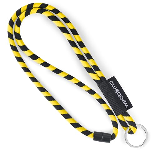 webbomb® Tubular Lanyard zweifarbiges Schlüsselband - rund weich und lang mit Sicherheitsverschluss und Schlüsselring als Schlüsselanhänger Key Chain für Ausweis Handy Schlüssel (gelb/schwarz) von webbomb