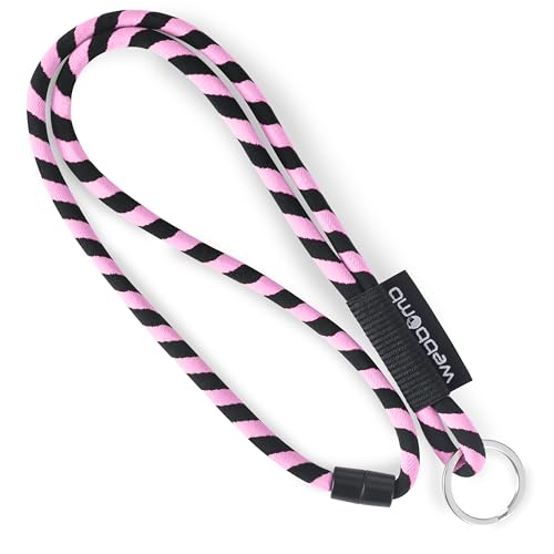 webbomb® Tubular Lanyard zweifarbiges Schlüsselband - rund weich und lang mit Sicherheitsverschluss und Schlüsselring als Schlüsselanhänger Key Chain für Ausweis Handy Schlüssel (pink/schwarz) von webbomb