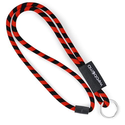 webbomb® Tubular Lanyard zweifarbiges Schlüsselband - rund weich und lang mit Sicherheitsverschluss und Schlüsselring als Schlüsselanhänger Key Chain für Ausweis Handy Schlüssel (rot orange/schwarz) von webbomb