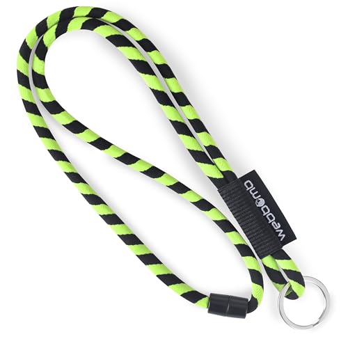 webbomb® Tubular Lanyard zweifarbiges Schlüsselband - rund weich und lang mit Sicherheitsverschluss und Schlüsselring als Schlüsselanhänger Key Chain für Ausweis Handy Schlüssel (neongrün/schwarz) von webbomb