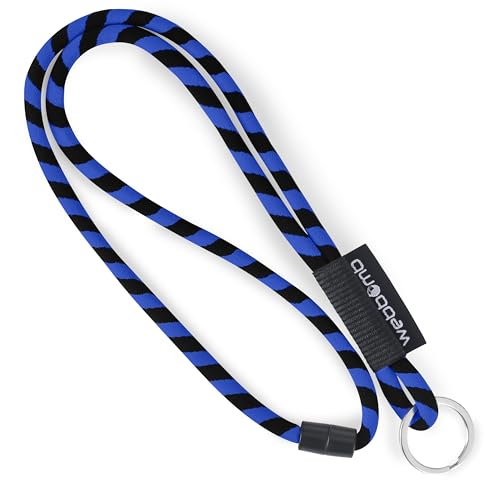 webbomb® Tubular Lanyard zweifarbiges Schlüsselband - rund weich und lang mit Sicherheitsverschluss und Schlüsselring als Schlüsselanhänger Key Chain für Ausweis Handy Schlüssel (royalblau/schwarz) von webbomb