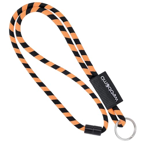 webbomb® Tubular Lanyard zweifarbiges Schlüsselband - rund weich und lang mit Sicherheitsverschluss und Schlüsselring als Schlüsselanhänger Key Chain für Ausweis Handy Schlüssel (orange/schwarz) von webbomb