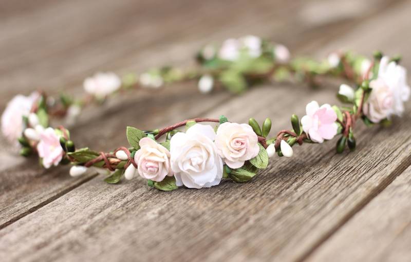 staubige Erröten Und Weiße Hochzeit, Blumenkrone staubige Erröten Und Weiße Hochzeit, Blumenkrone von weddingflowercrown