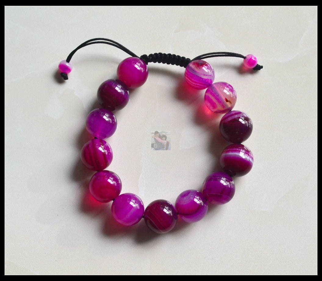 14 Mm Rose Rot Achatarmband, Herren Armband, Frauen Farbe Große Perlenarmband, Hand Made von weddingjewelrys