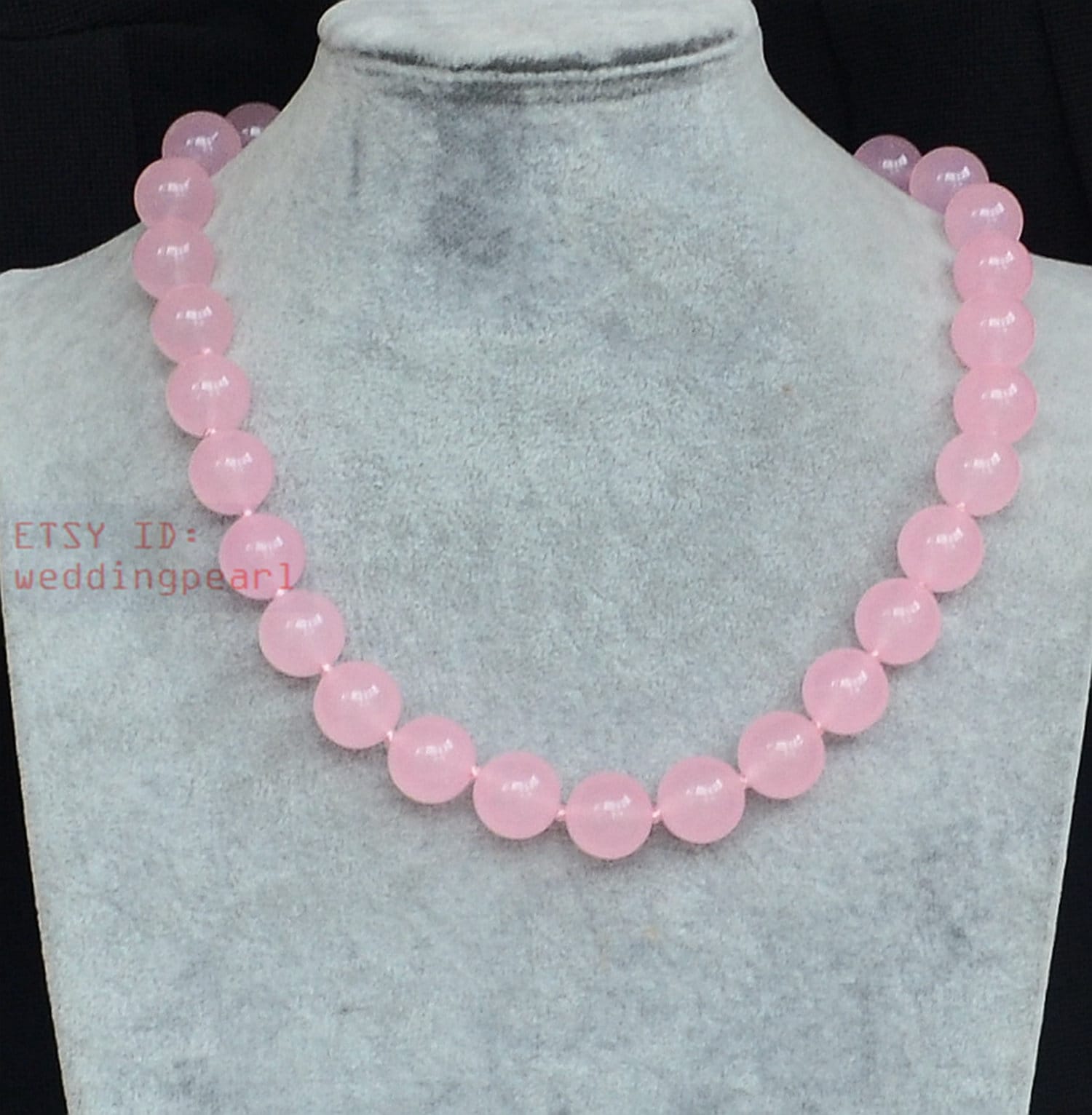 14 Mm Rosa Jade Perlenkette, Statement-Schmuck von weddingpearl