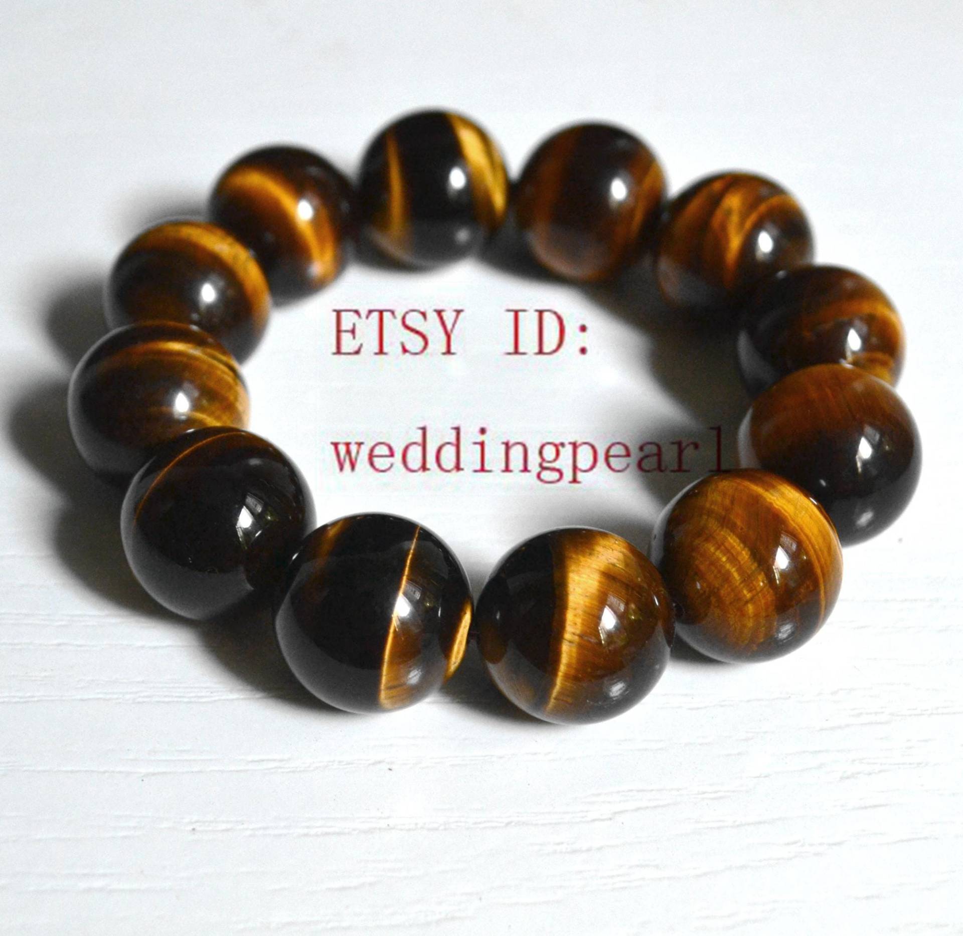 18 Mm Großes Natürliches Tigeraugestein-stretcharmband von weddingpearl