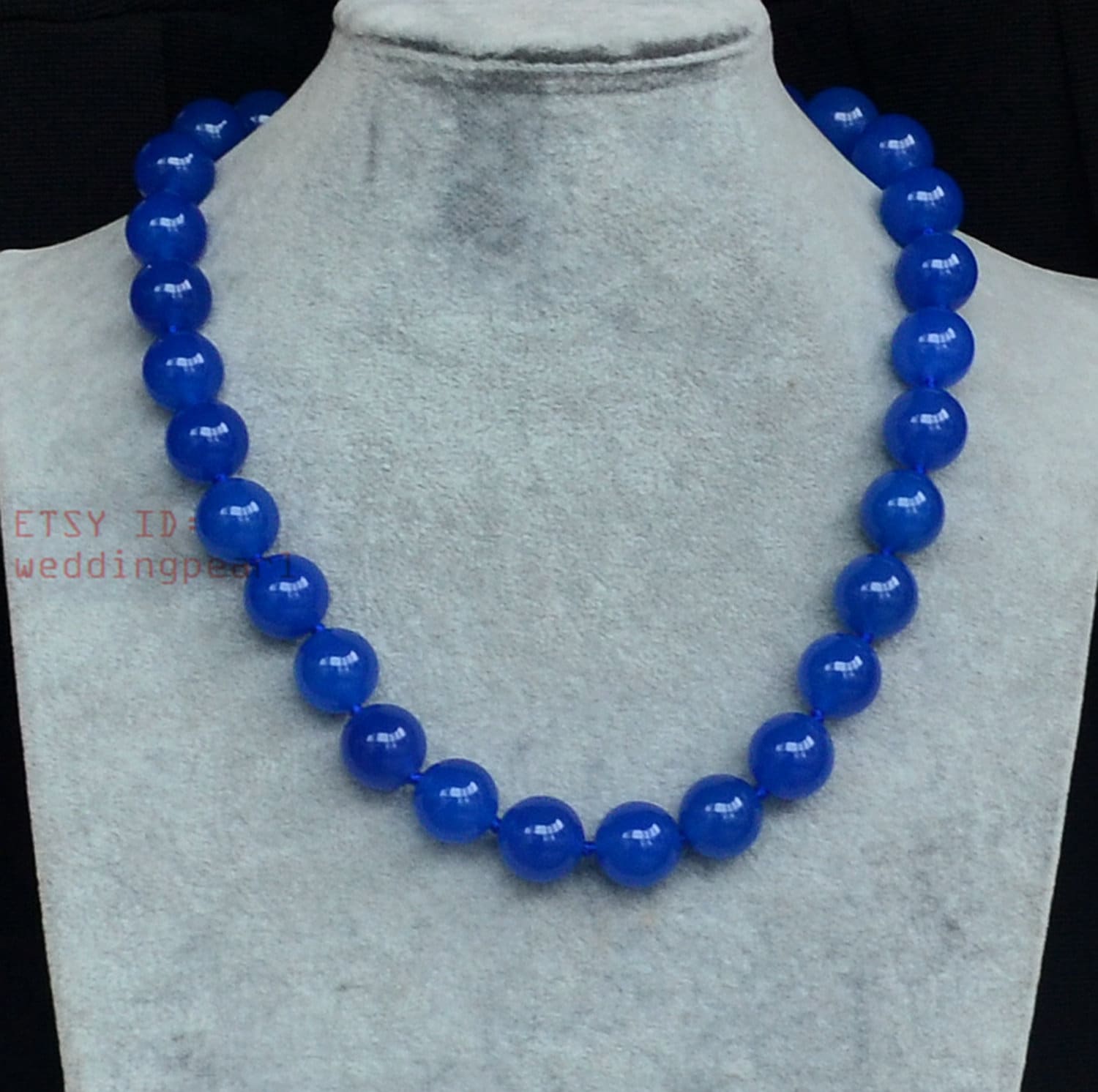 Blaue Jade Perlenkette, Einzelstrang Statement Halskette | 12 Mm/14 Mm von weddingpearl