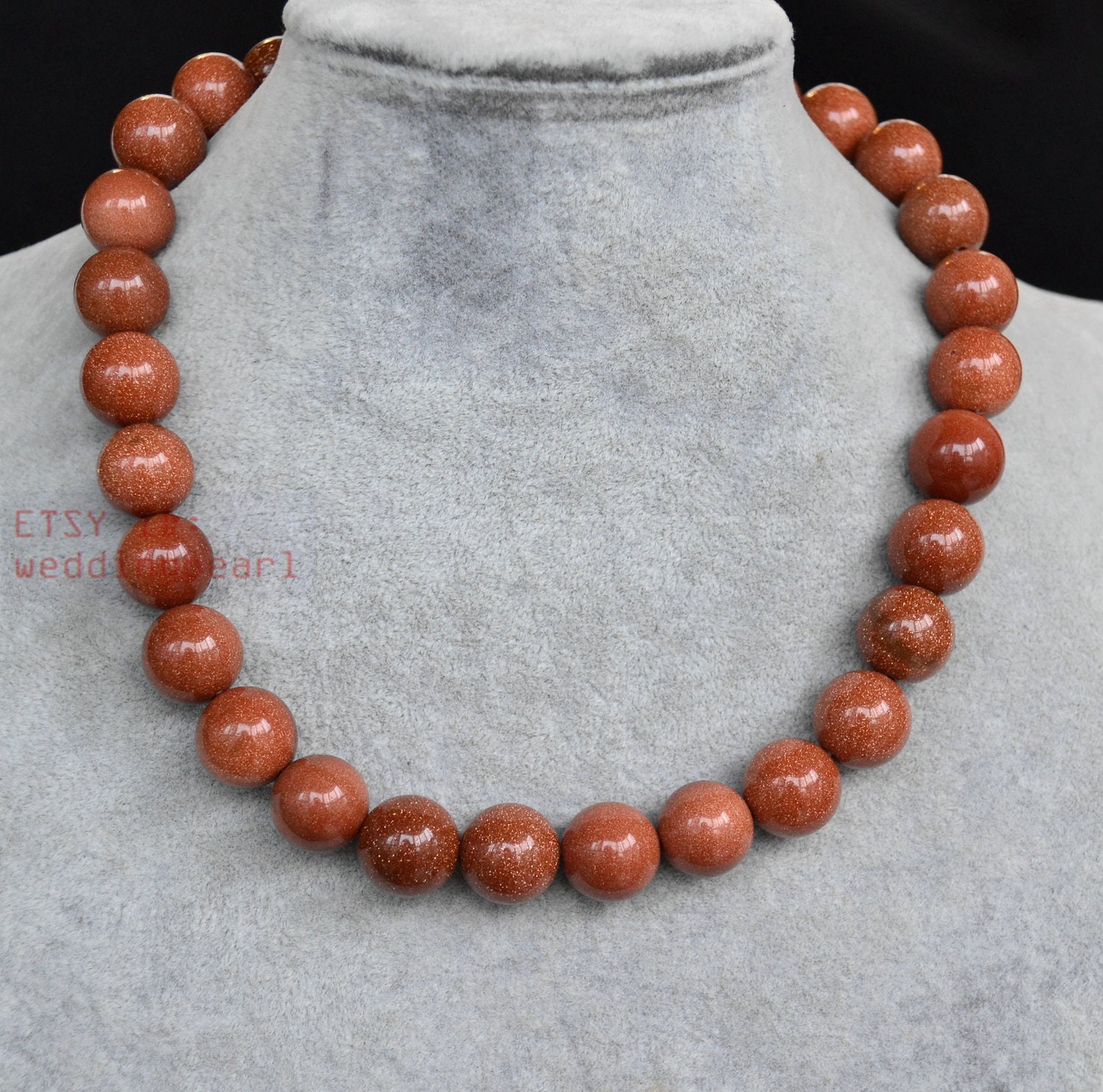 Braun Goldstone Perlen Halskette, Einzelstrang Statement Halskette von weddingpearl