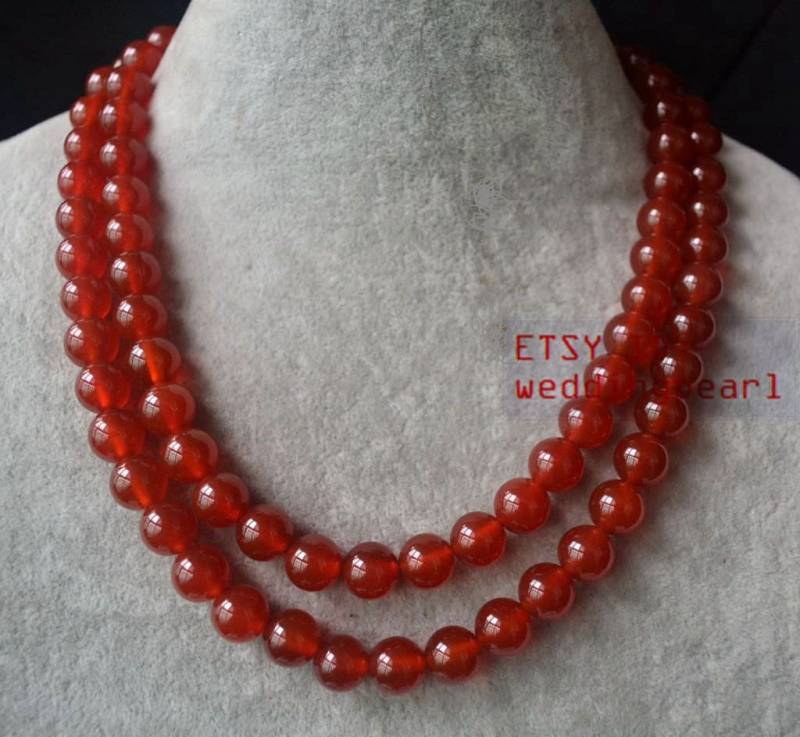 Doppelreihige Achat Rote Halskette von weddingpearl