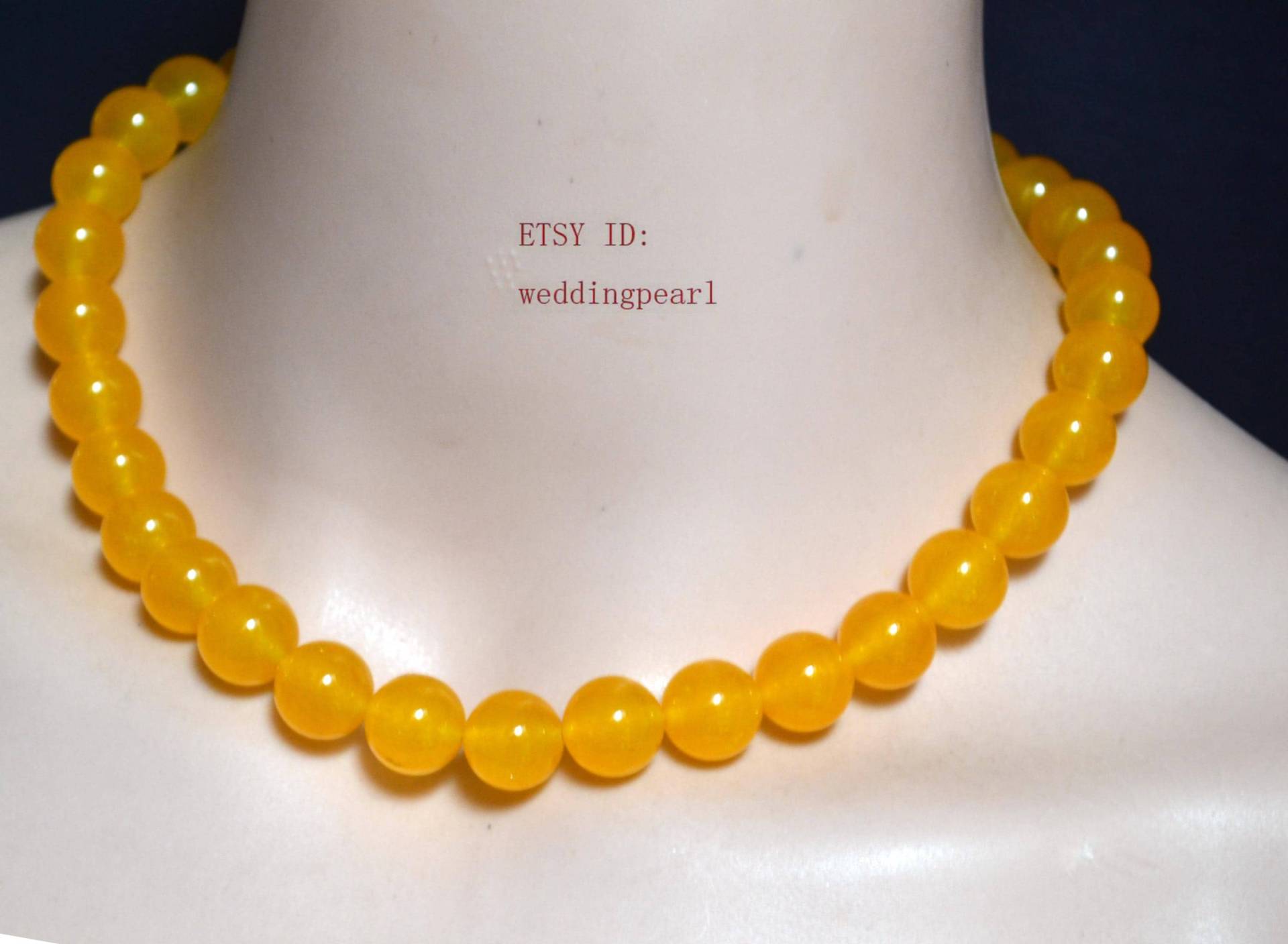 Gelbe Jade Halskette, Einzelstrang 12 Mm Perlen Frauen Große Mutter Geschenk Gelbe Jade Halskette, Einzelstrang 12 Mm Perlen Frauen Große Mutter Geschenk von weddingpearl