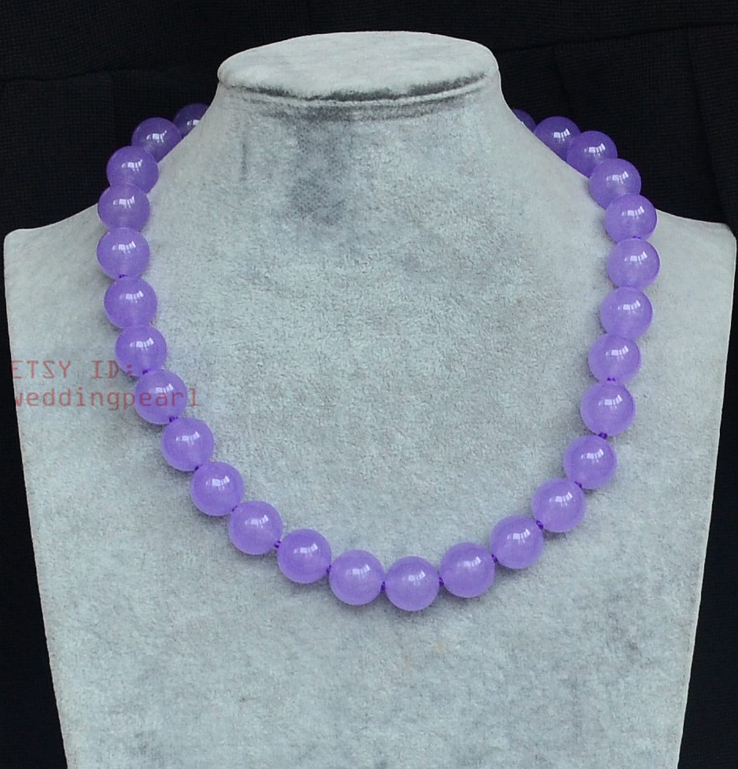 Hell Lila Jade Bead Halskette, Lila Edelstein Statement Schmuck von weddingpearl