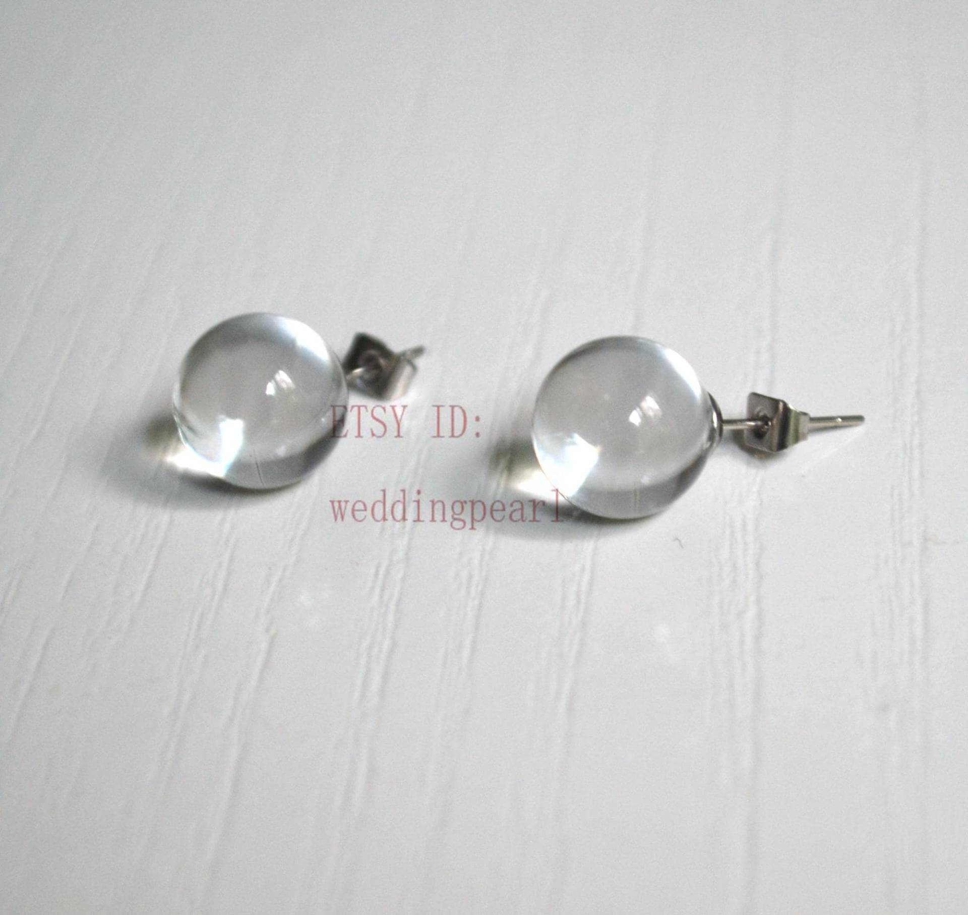 Klare Kristallkugel-Ohrstecker, Edelstahl von weddingpearl