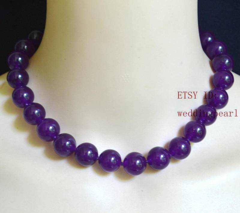 Lila Jade Halskette, Einzelstrang, Damen Schmuck von weddingpearl