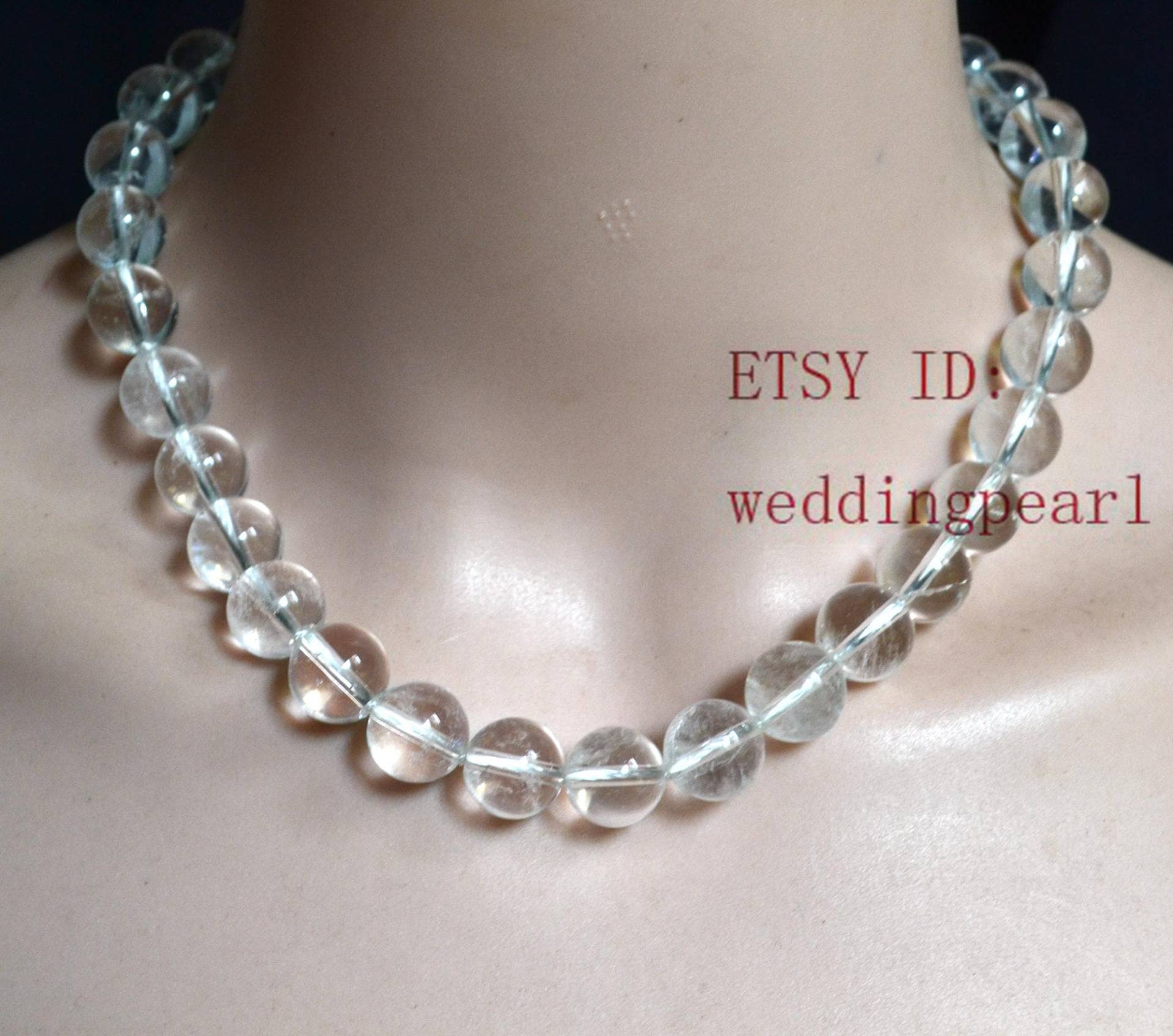 Natur Quarz Halskette, 11-12 Mm Echten Bergkristall Perlen von weddingpearl