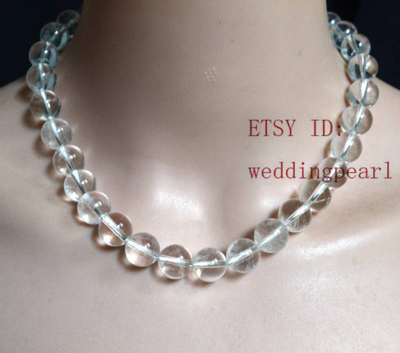 Natur Quarz Halskette, 11-12 Mm Echten Bergkristall Perlen von weddingpearl