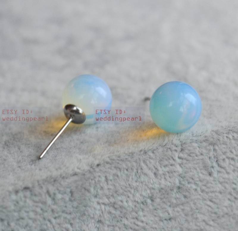 Opal Ohrringe, 10mm Glas Perl Weihnachtsgeschenk, Klare Perlen Statement Frauen Ohrringe von weddingpearl