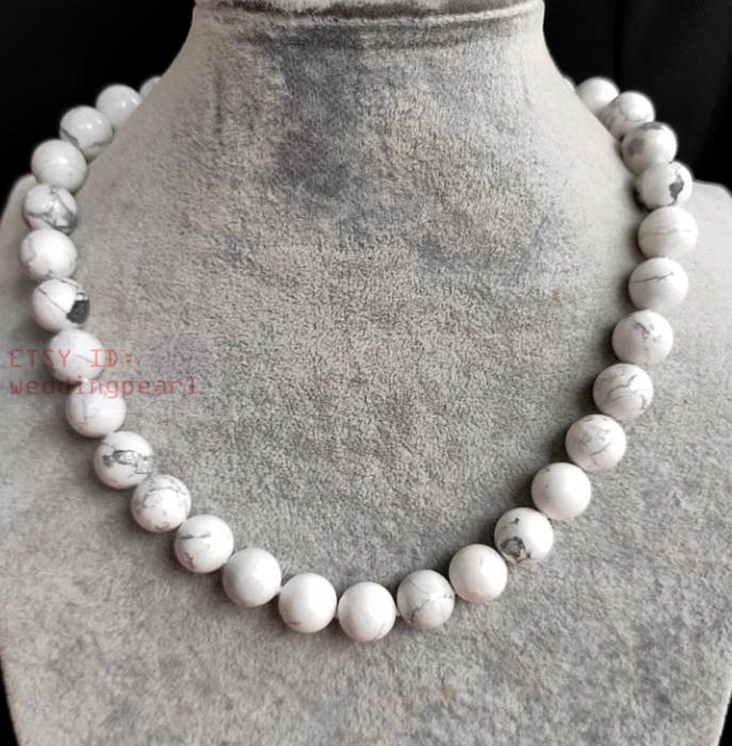 Weiß Howlith Perlen Halskette, Echte Stein Statement Halskette von weddingpearl