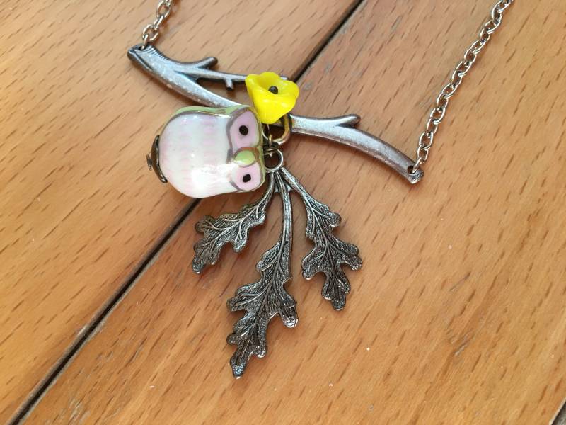 Sale - Antik Kette, Eule Anhänger Vogel Garten Natur, Blatt Geschenk Für Sie, Vintage Sale - Antik Kette, Eule Anhänger Vogel Garten Natur, Blatt Geschenk Für Sie, Vintage von weddingvalle