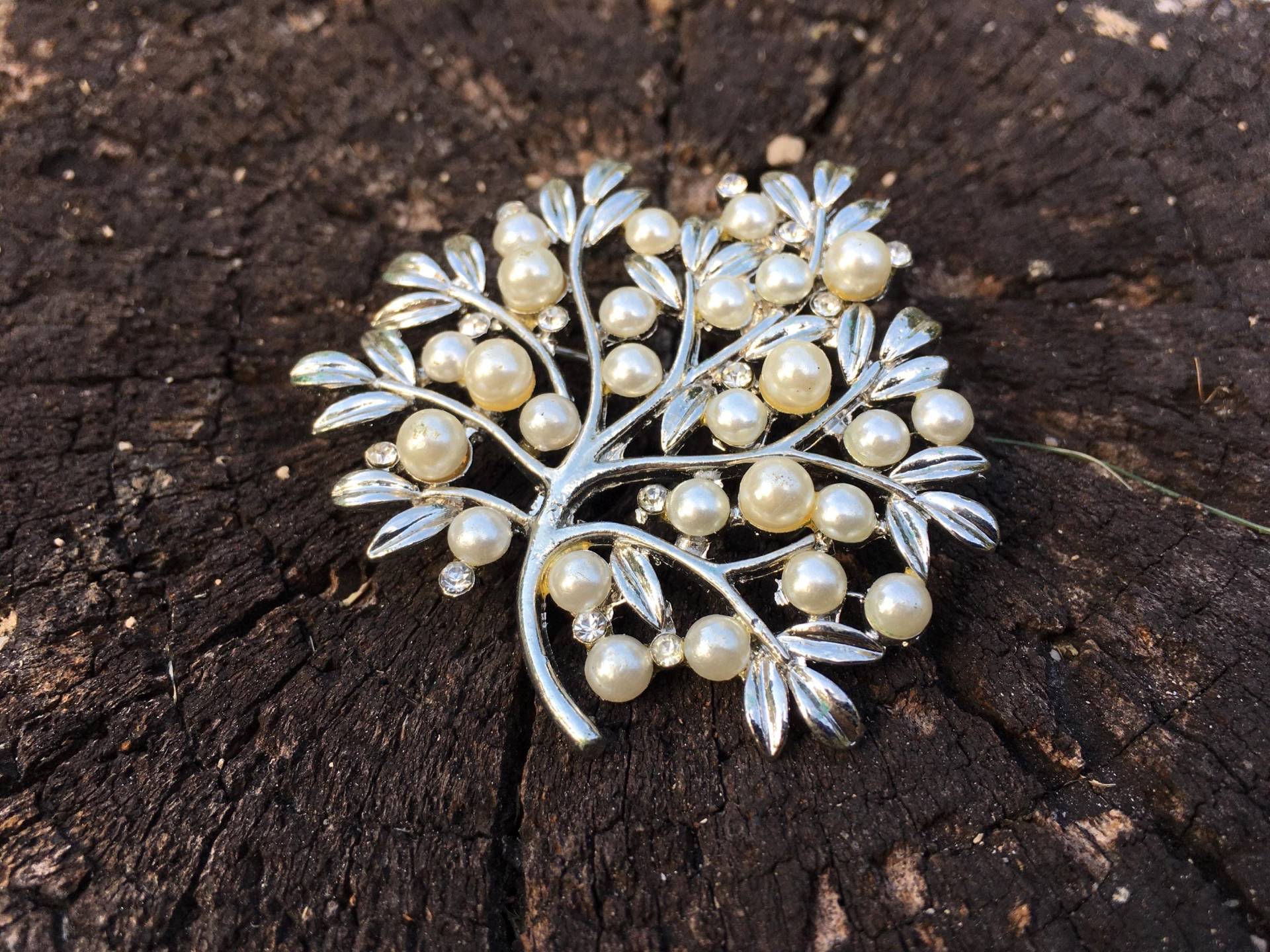 Sale - Perlen Brosche, Kristall Hochzeit, Brautkleid Braut Schmuck, Statement Abschlussball Kleid Pin, Natur Inspiriert von weddingvalle