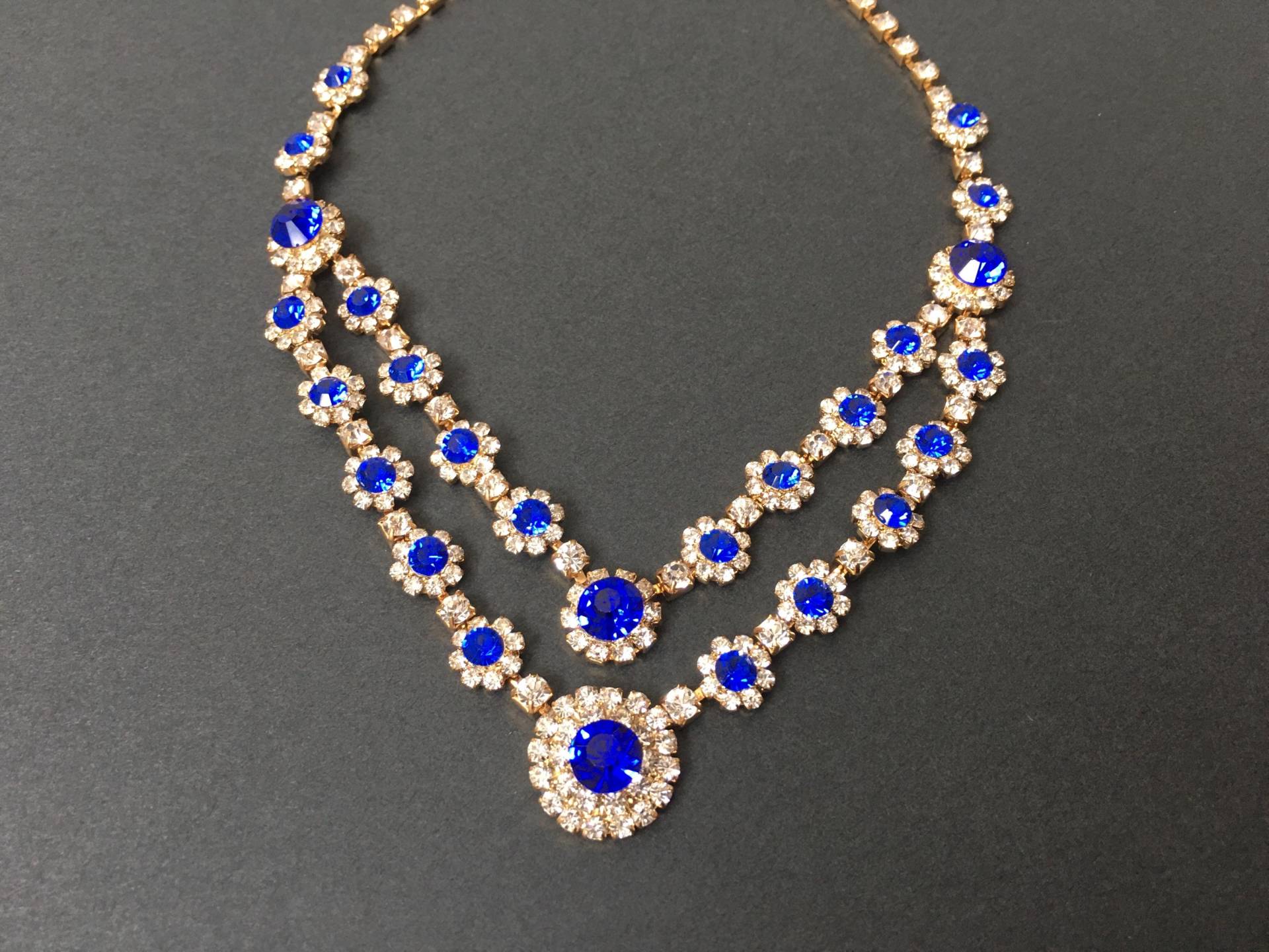 Saphir Halskette, Blaue Hochzeit Schmuck, Gold Braut Blaue Stein Abschlussball Vintage Halskette Saphir Halskette, Blaue Hochzeit Schmuck, Gold Braut Blaue Stein Abschlussball Vintage Halskette von weddingvalle